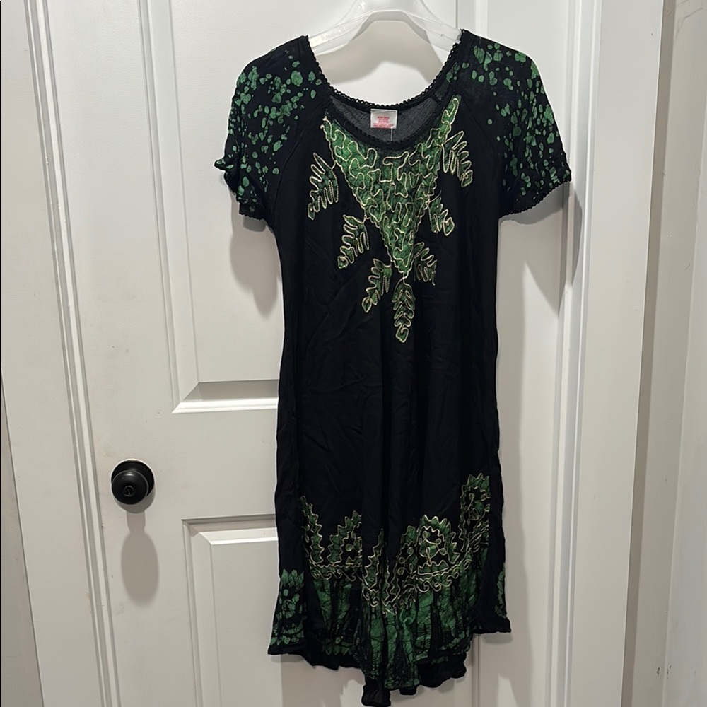 Green and Black Midi Dress